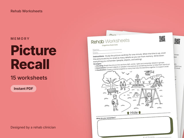 Picture Recall Task printable pack