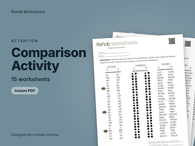 Same-Difference Comparison Task printable pack