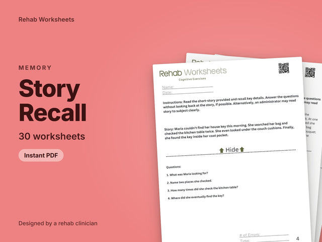 Story Recall Task printable pack